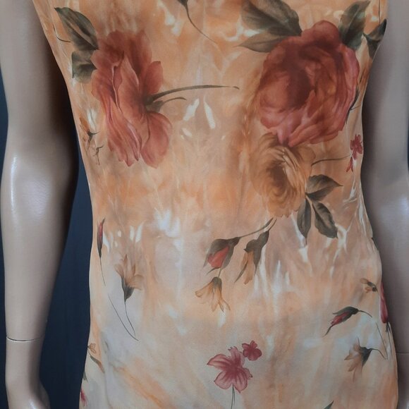 Vintage 90s Y2K Sleeveless Dress Earthy Floral Rose Print Fairy Grunge Size S - Picture 3 of 10